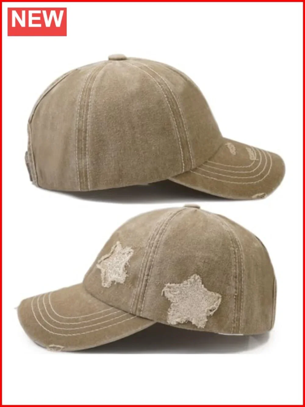 Women's High Ponytail Baseball Cap with Adjustable Velcro Closure